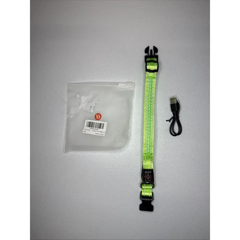 Rechargeable Bright Safety Pet Collar for Cats Small Dogs Green, X-Small